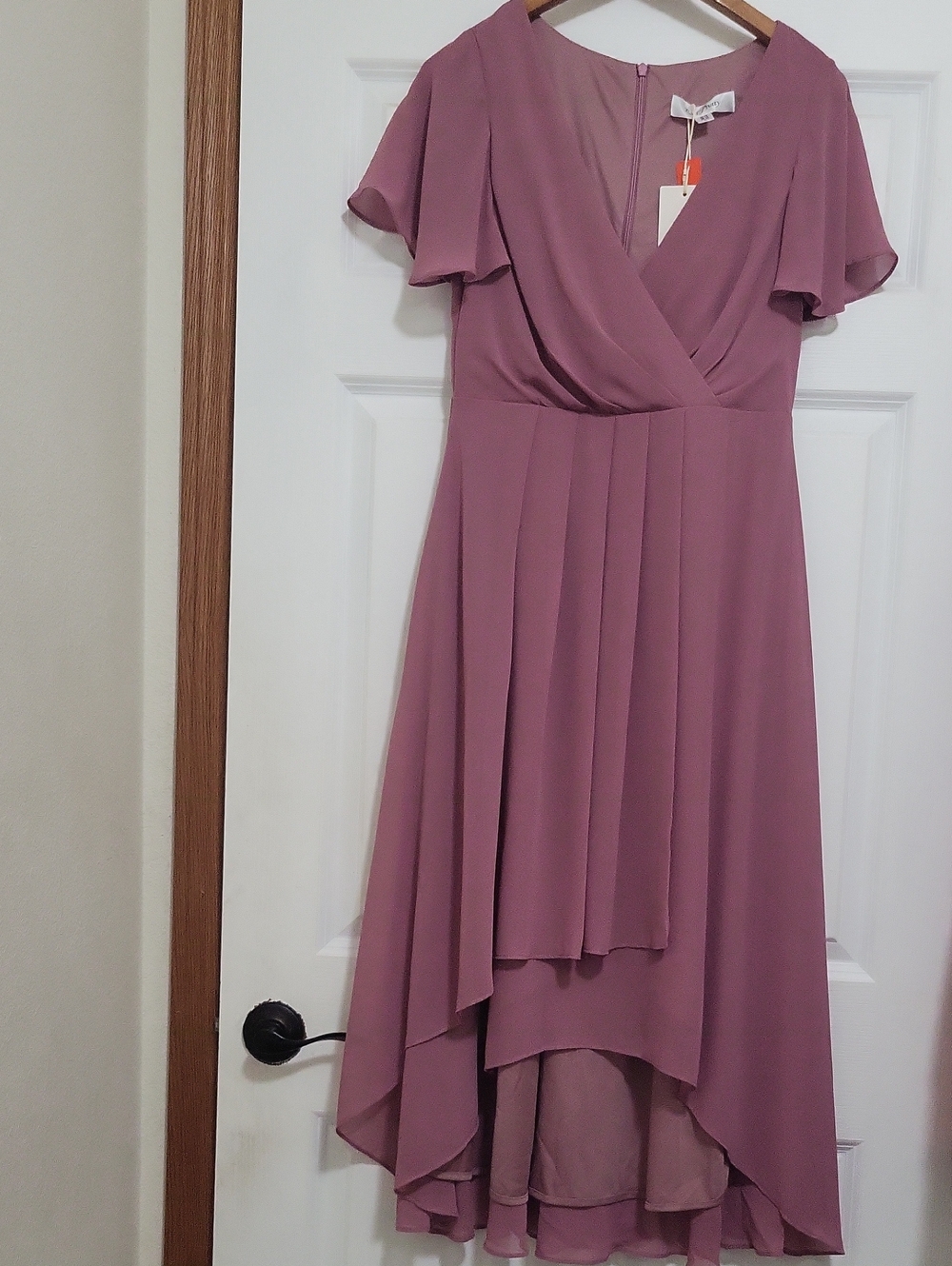 Ever Pretty Dusty Rose High-Low Flutter Sleeve Dress
